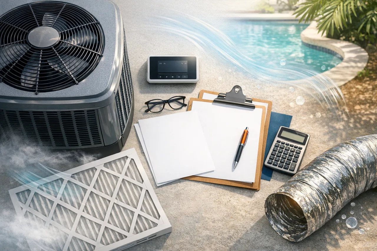 Broward HVAC equipment planning visual for comparing AC, heat pump, air handler, ductless, and IAQ options.